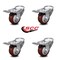 Service Caster 3.5 Inch Maroon Polyurethane Swivel Bolt Hole Caster Set with Total Lock Brake SCC-BHTTL20S3514-PPUB-MRN-4 - alternate 6